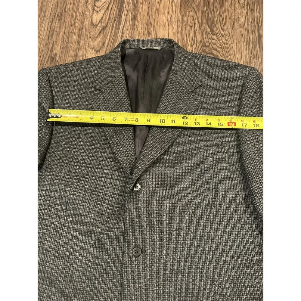Canali Mens Wool Blazer Size 56LEU Gray Plaid Check Career Made In Italy READ